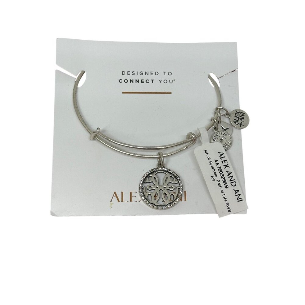 Alex and Ani Path of Life Charm Bangle Bracelet Silver Tone Positive Energy READ